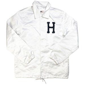 Vintage HUF Satin Coaches Jacket Mens L Snap Button Big Logo Skateboard Skate